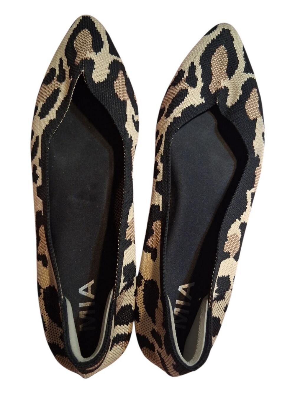 MIA Kerri Leopard Print Knit Pointed Toe Ballet Summer Flats Size 9.5 Comfort